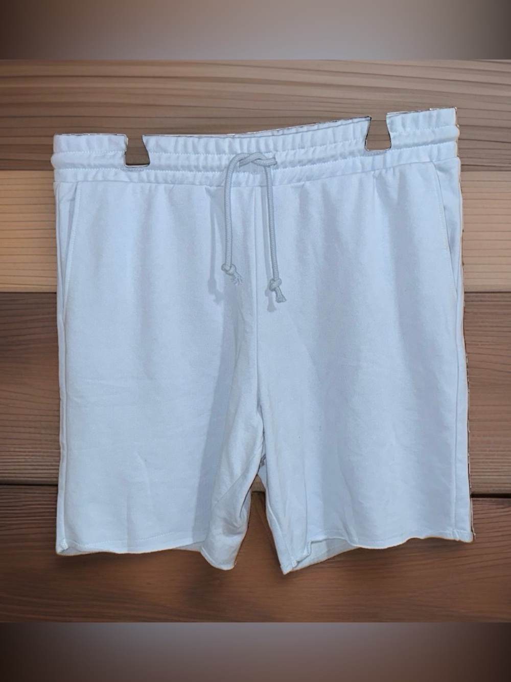 H&M Pale Blue Men's Athletic Drawstring Regular Fit Cotton Shorts-L-EC